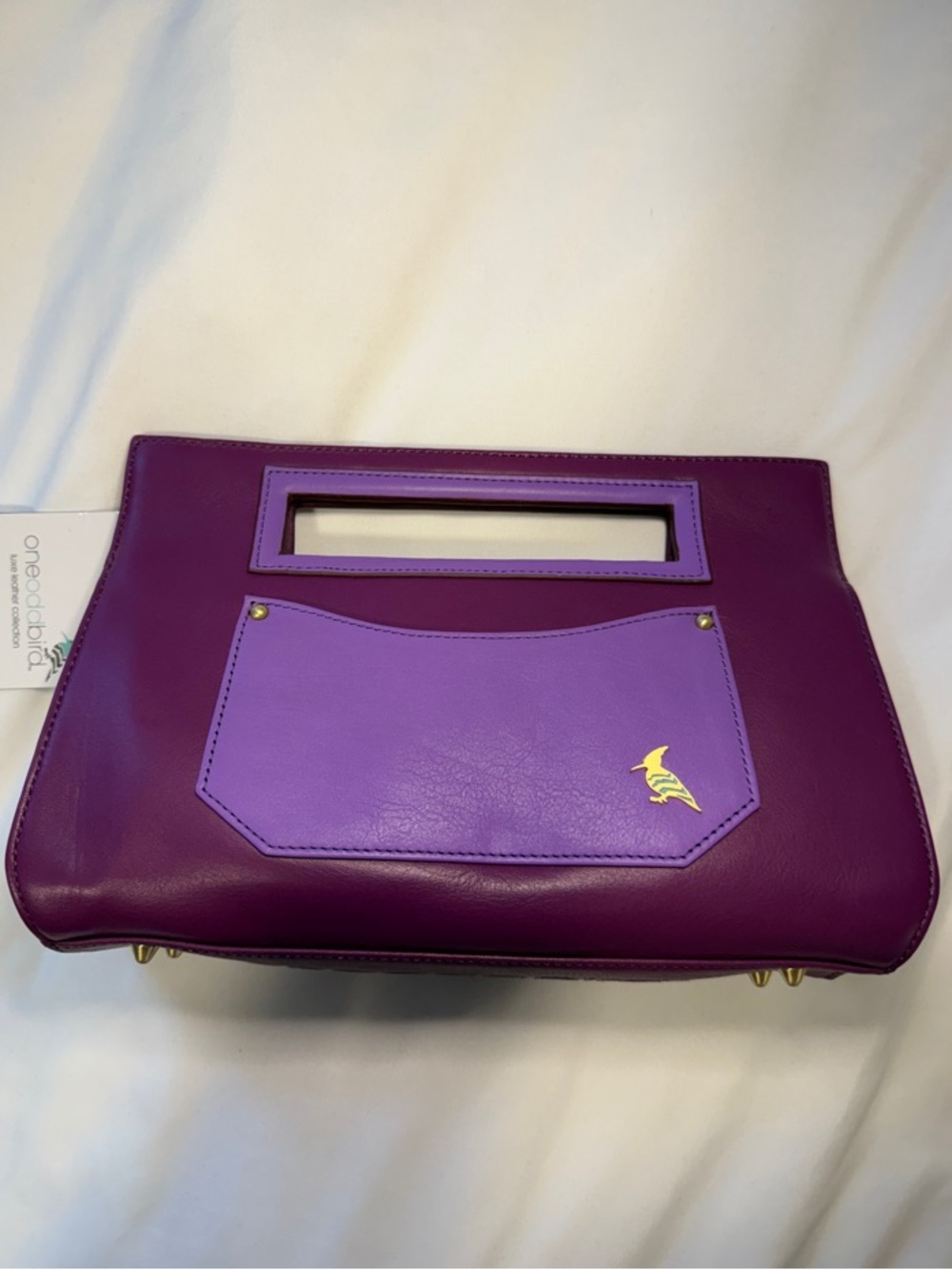 Oddbird Co. Two-Tone Purple Leather Clutch with Front Pocket